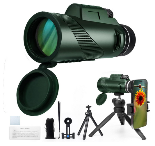 -80x100 Monocular Telescope- Larger Vision with BAK4 Prism & FMC Lens- Smartphone Telescope Monoculars for Adults- Men Gifts for Stargazing, Hunting, Wildlife, Bird Watching or Camping