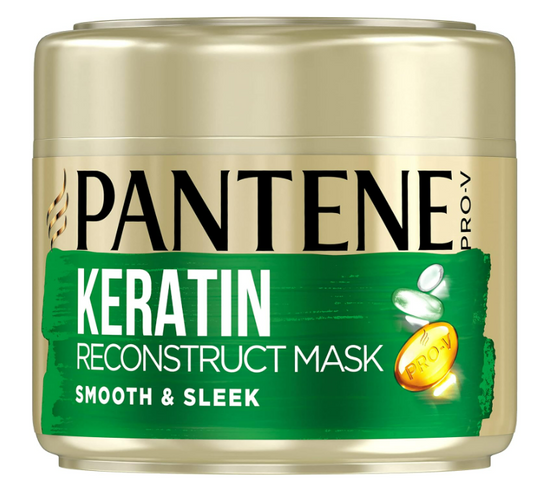 Pantene Smooth and Sleek Hair Mask, Keratin Hair Mask, Up to 72H of Smooth and Shiny Hair in 1 use, 300 ml