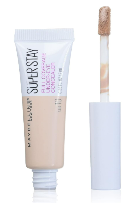 Maybelline New York Super Stay Super Stay Full Coverage, Brightening, Long Lasting, Under-eye Concealer Liquid Makeup For Up To 24H Wear, With Paddle Applicator, Fair, 0.23 fl. oz.